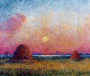 unknow artist Wheat Stack at Sunset Germany oil painting artist